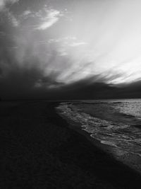 Scenic view of sea against cloudy sky