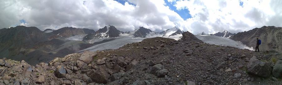 Panoramic view of mountains against sky