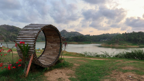 Scenic view of lake against sky