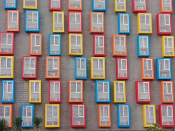 Full frame shot of multi colored residential building