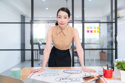 Portrait of young woman standing at home