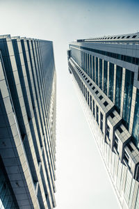 Low angle view of modern buildings against sky
