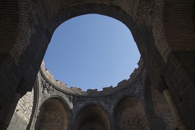 Low angle view of historical building against clear sky