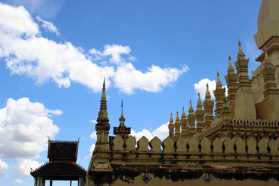 Low angle view of temple building against sky