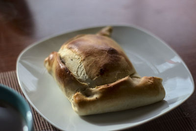 High angle view of breakfast in plate