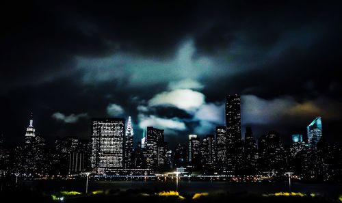 Illuminated cityscape at night