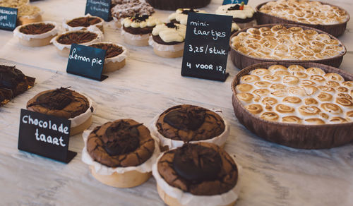 High angle view of various food on table