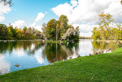 Scenic view of lake against sky