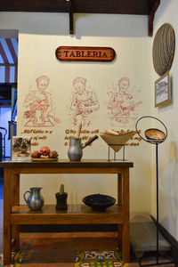 Information sign on table at home