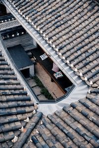 High angle view of cobblestone street