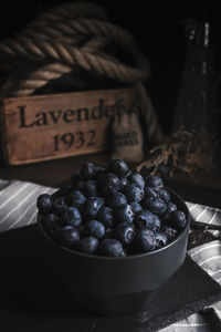 Close-up of fruits in bowl on table