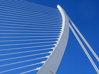 Low angle view of bridge against clear blue sky