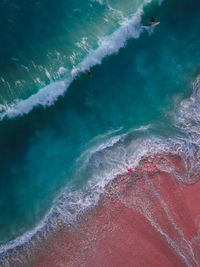 High angle view of person surfing in sea