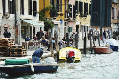 People on street in city