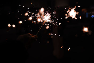 Firework display at night