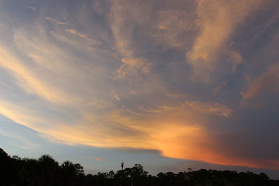 Silhouette of trees against cloudy sky