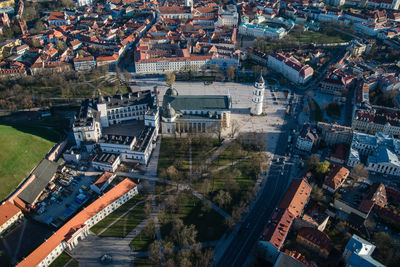 The heart of vilnius - cathedral and the castle from the air