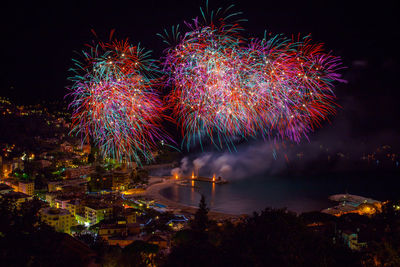 Firework display at night