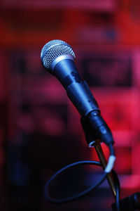 Close-up of microphone on stand