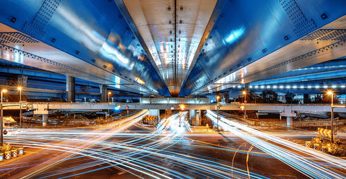 Light trails on highway at night