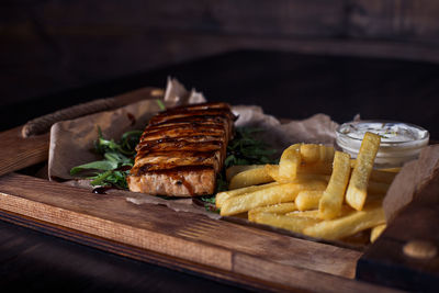 Close-up of food on table