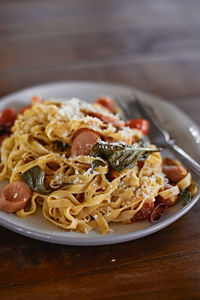 Close-up of food in plate on table