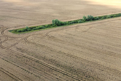 High angle view of field