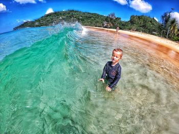 Full length of man in sea