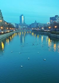 River in city at night