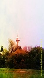 Digital composite image of building against sky