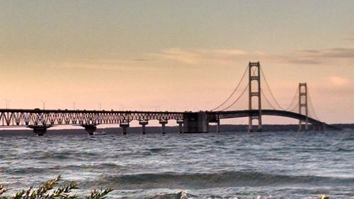 Suspension bridge at sunset