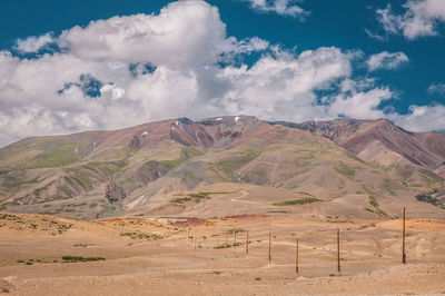 Scenic view of landscape and mountains against sky