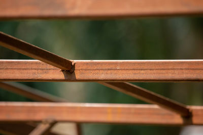 Close-up of bamboo on railing