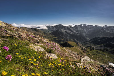 Scenic view of mountains against sky