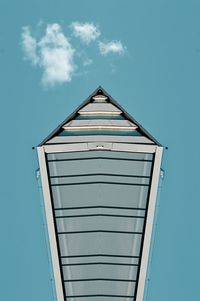 Low angle view of modern building against blue sky