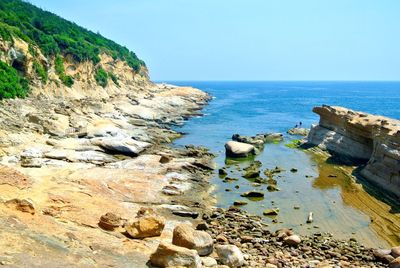 Scenic view of sea against clear sky