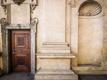 Closed door of building