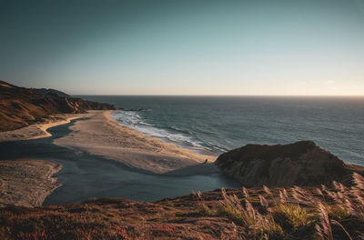 Scenic view of sea against clear sky