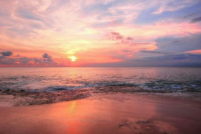 Scenic view of sea at sunset