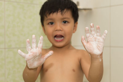 Portrait of shirtless boy