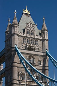 Low angle view of building against blue sky