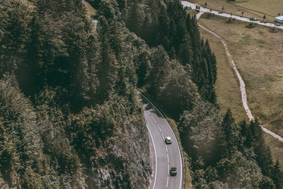 High angle view of cars on road