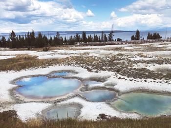 Scenic view of lake against sky