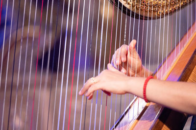 Cropped image of woman playing musical instrument