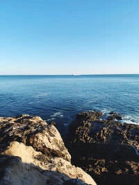 Scenic view of sea against clear sky