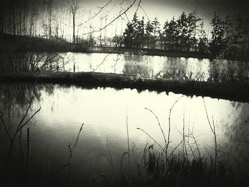 Scenic view of lake against sky