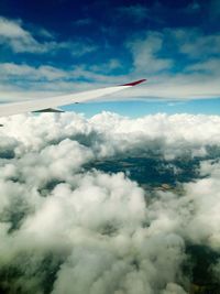 Aerial view of clouds over blue sky