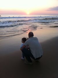 Scenic view of sea at sunset