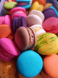 Close-up of colorful macaroons