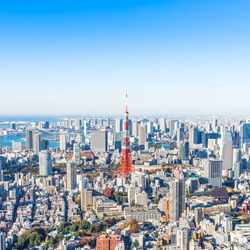 High angle view of buildings in city